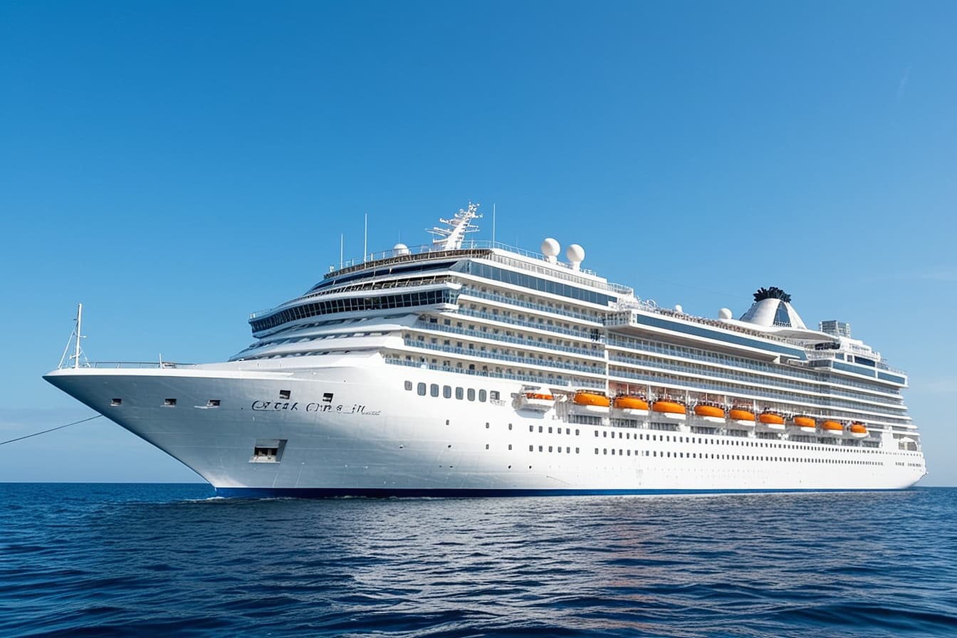 Side view of a cruise ship showing multiple decks