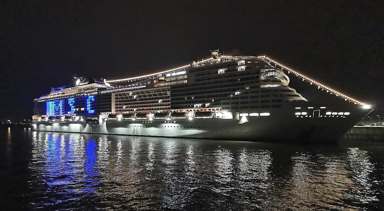 MSC Grandiosa cruise ship at sea