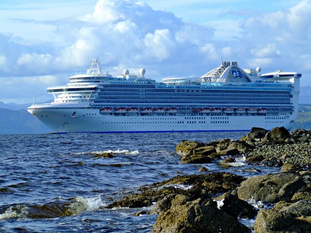 Caribbean Princess sailing off Cloch Point