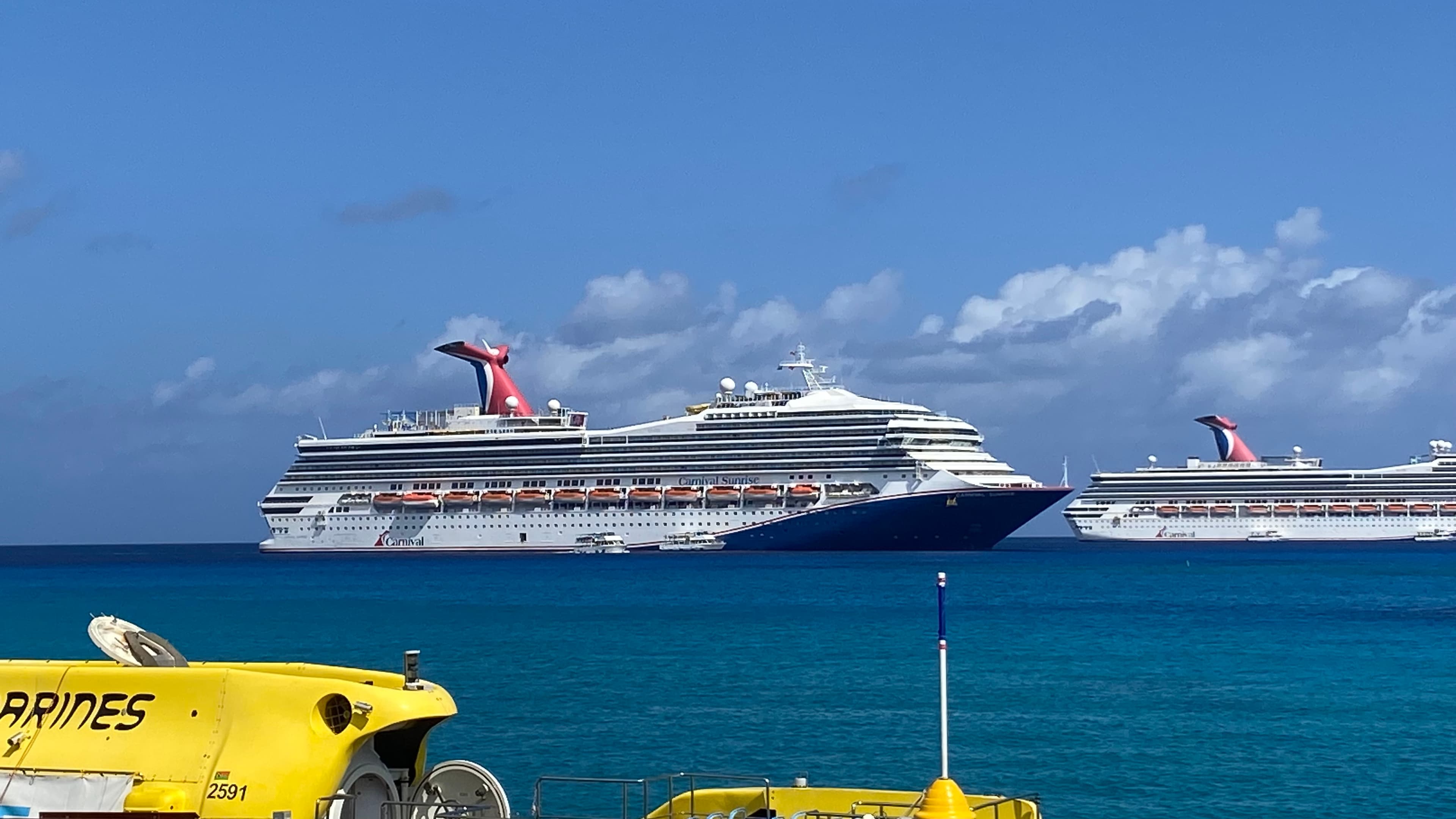 Carnival Sunrise anchored in Grand Cayman