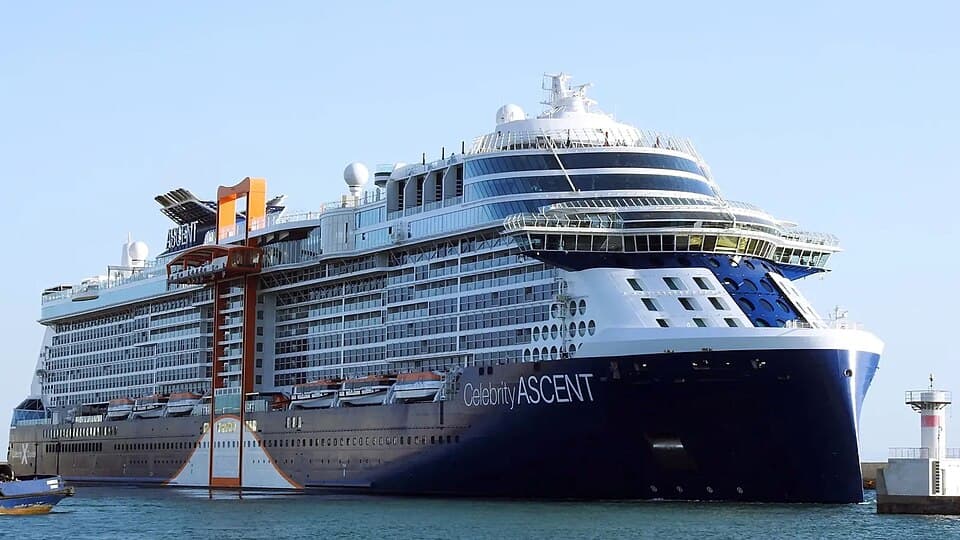 Celebrity Ascent cruise ship at port, Celebrity Cruises' Edge-class flagship