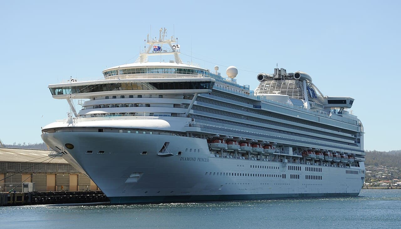 Diamond Princess cruise ship docked in Hobart, Tasmania