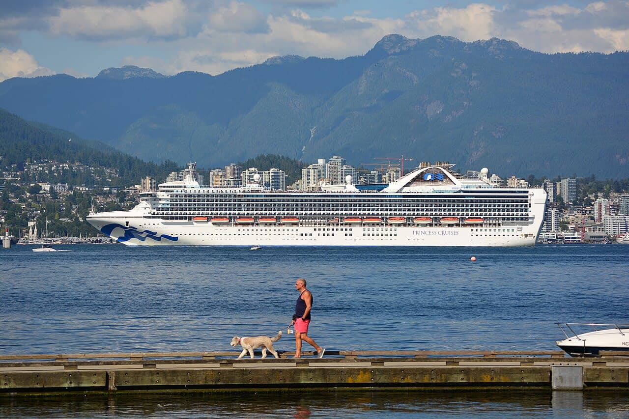 Grand Princess cruise ship docked in Vancouver Harbour, British Columbia