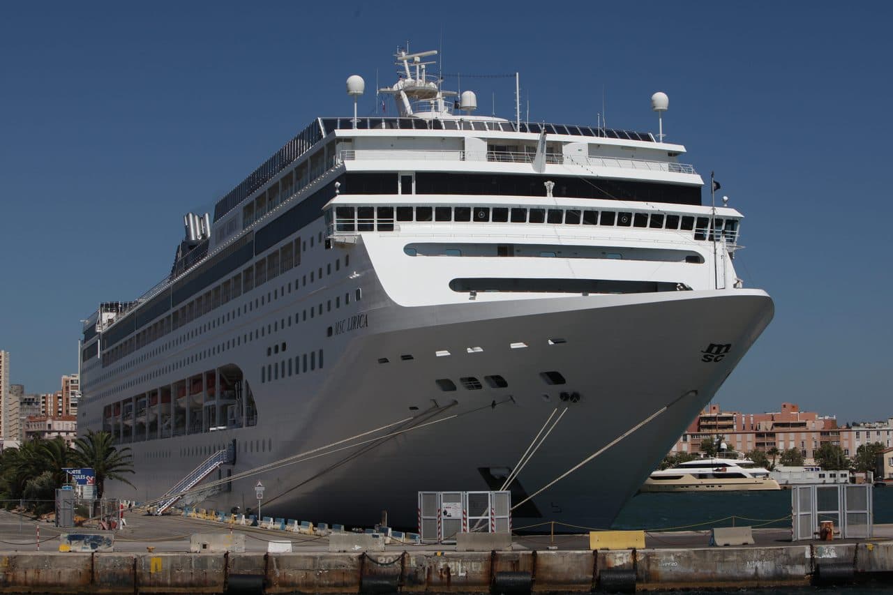 MSC Lirica cruise ship in Toulon harbour