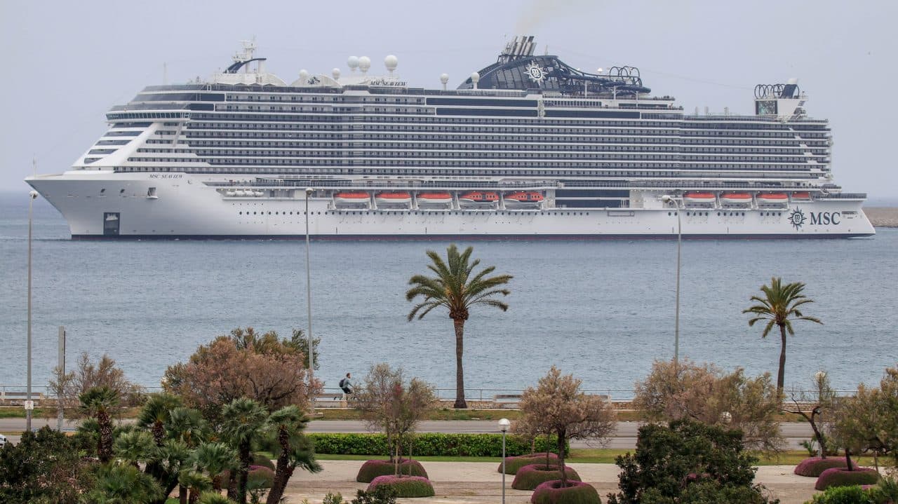 MSC Seaview cruise ship side view at sea