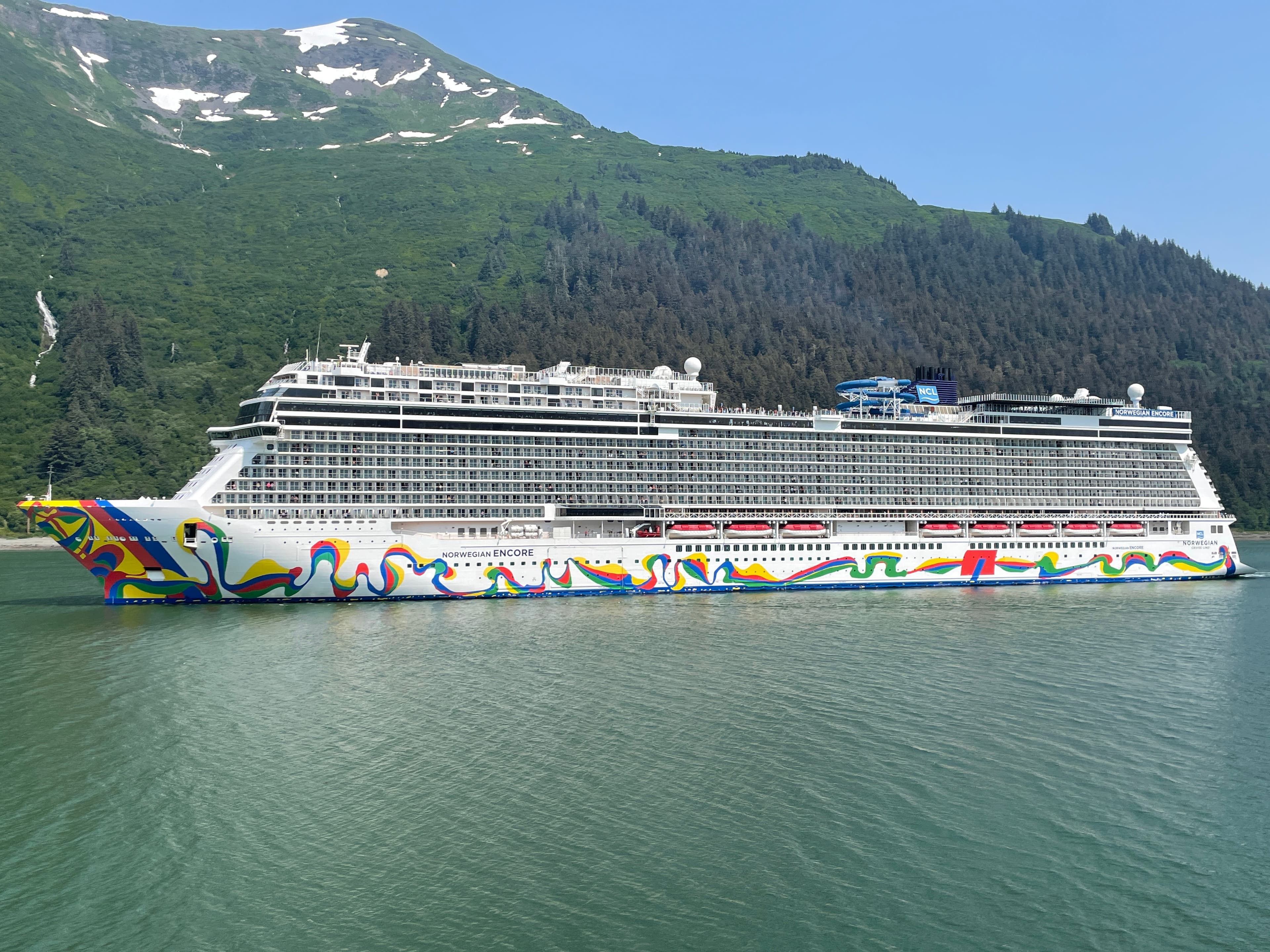 Norwegian Encore cruise ship near Juneau