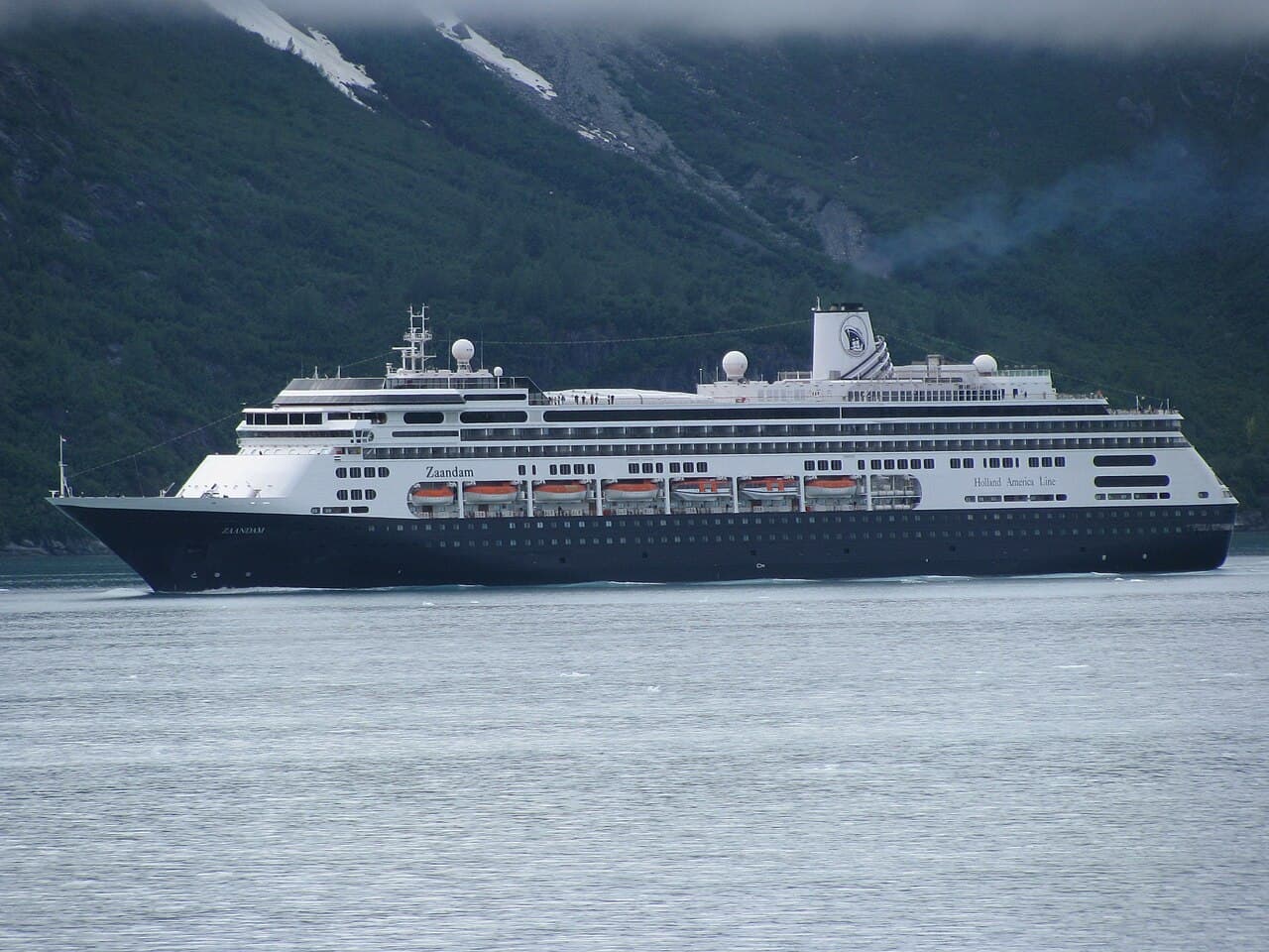 MS Zaandam, a Holland America R-class ship, sailing in Glacier Bay, Alaska