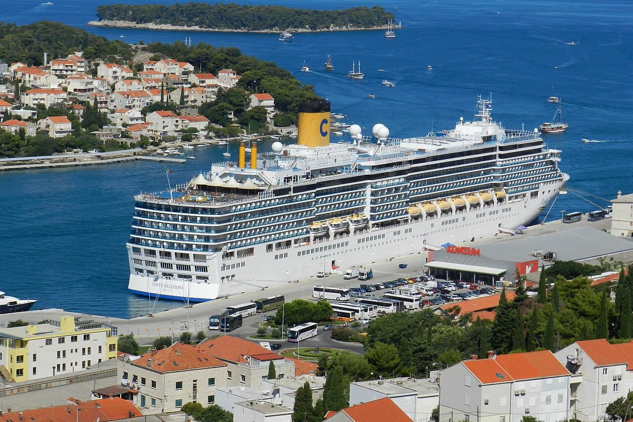 Costa Deliziosa docked in Dubrovnik, Croatia