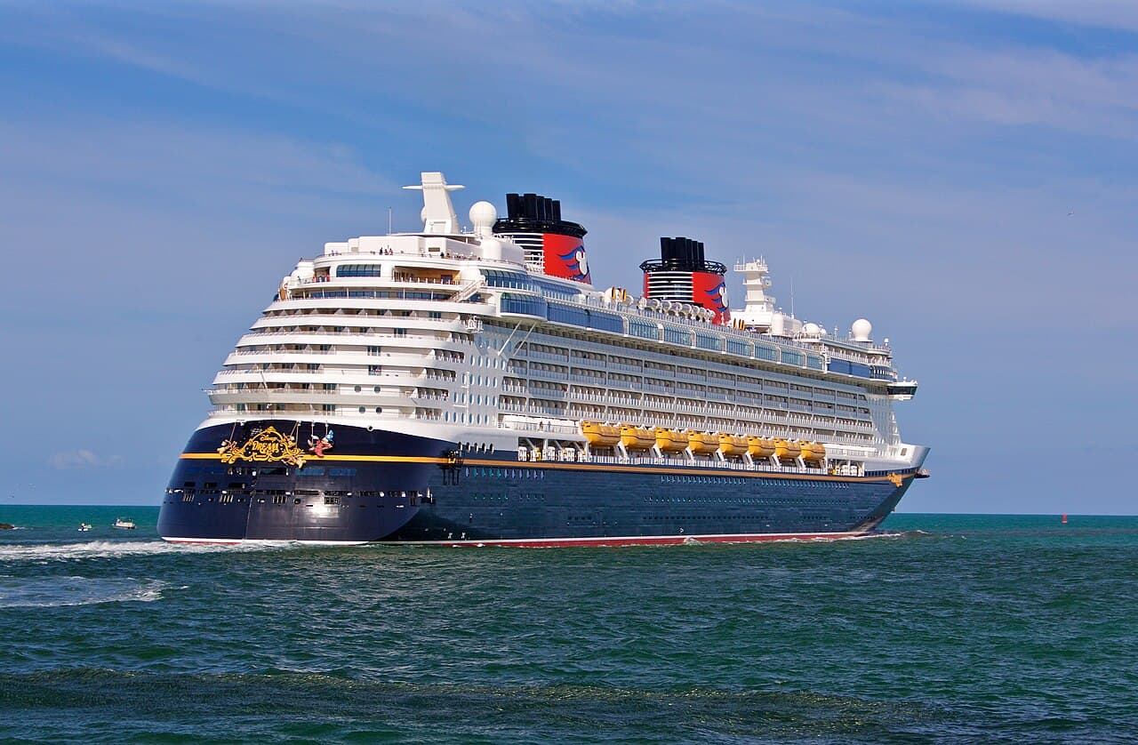 Disney Dream, lead ship of Disney Cruise Line's Dream Class, docked at Port Canaveral