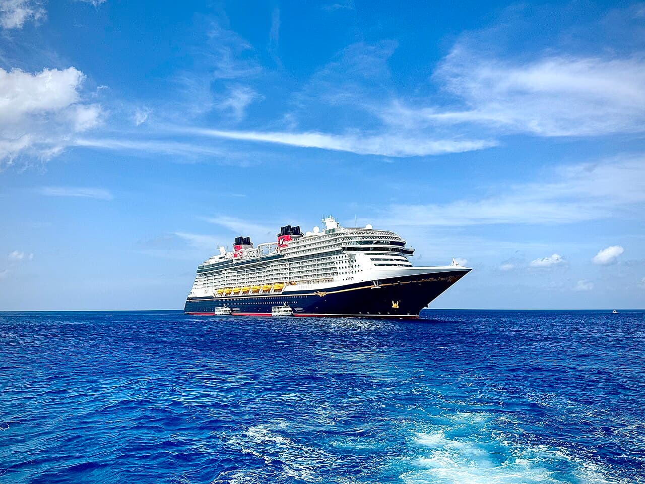 Disney Treasure, Disney Cruise Line's newest Wish-Class ship, at sea in the Caribbean