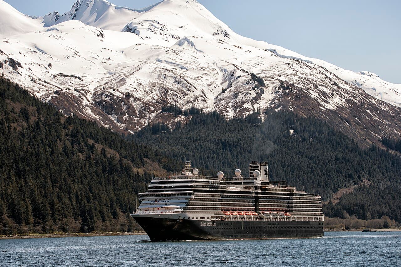 Eurodam, Holland America's Signature-class ship, on the Gastineau Channel near Juneau, Alaska