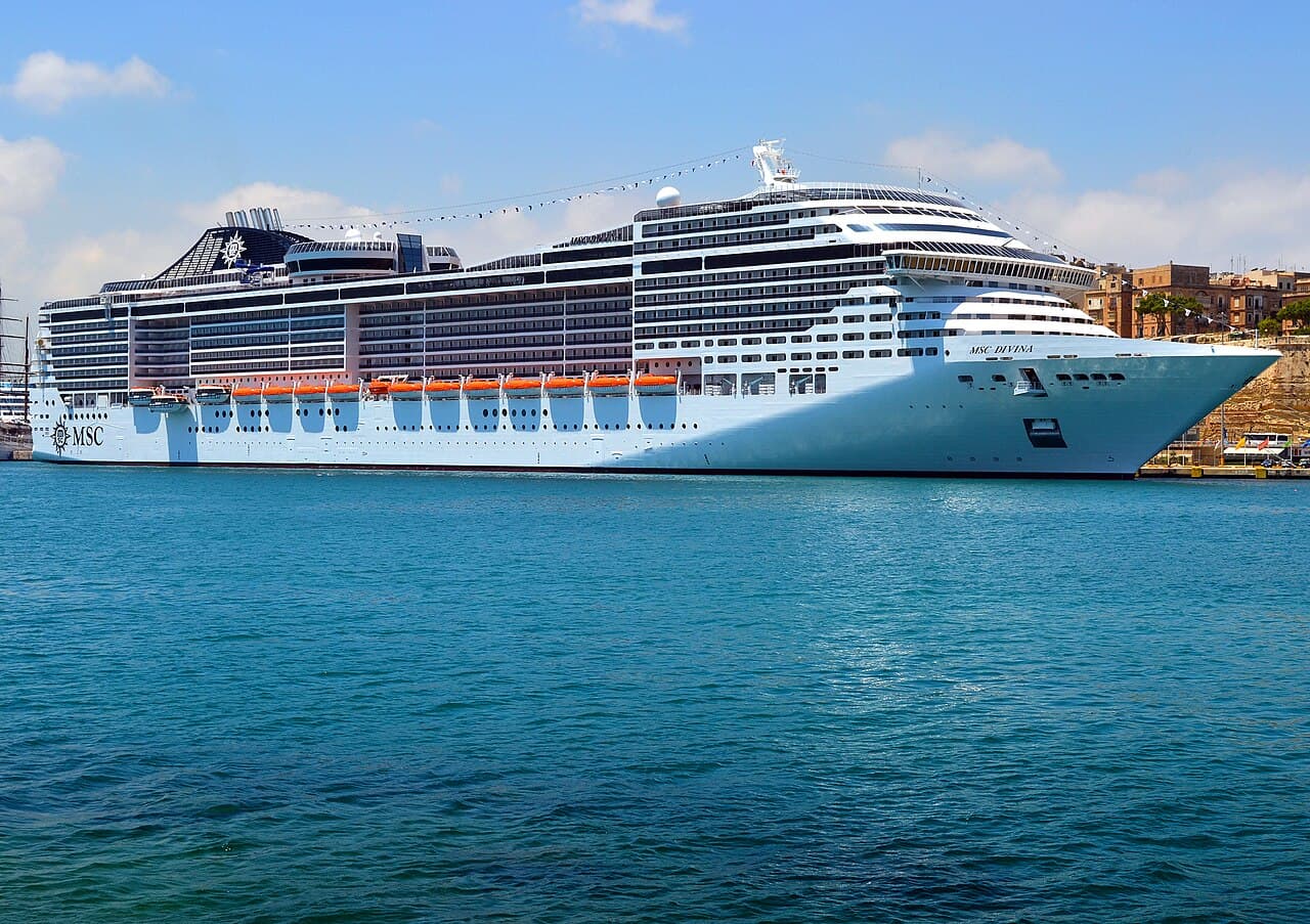 MSC Divina cruise ship in Grand Harbour, Malta