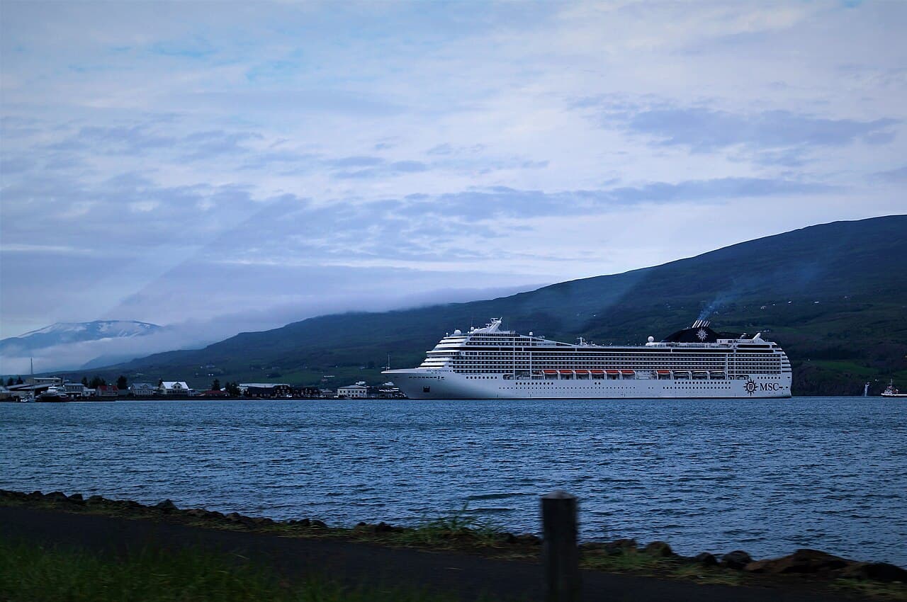 MSC Orchestra cruise ship near Akureyri, Iceland