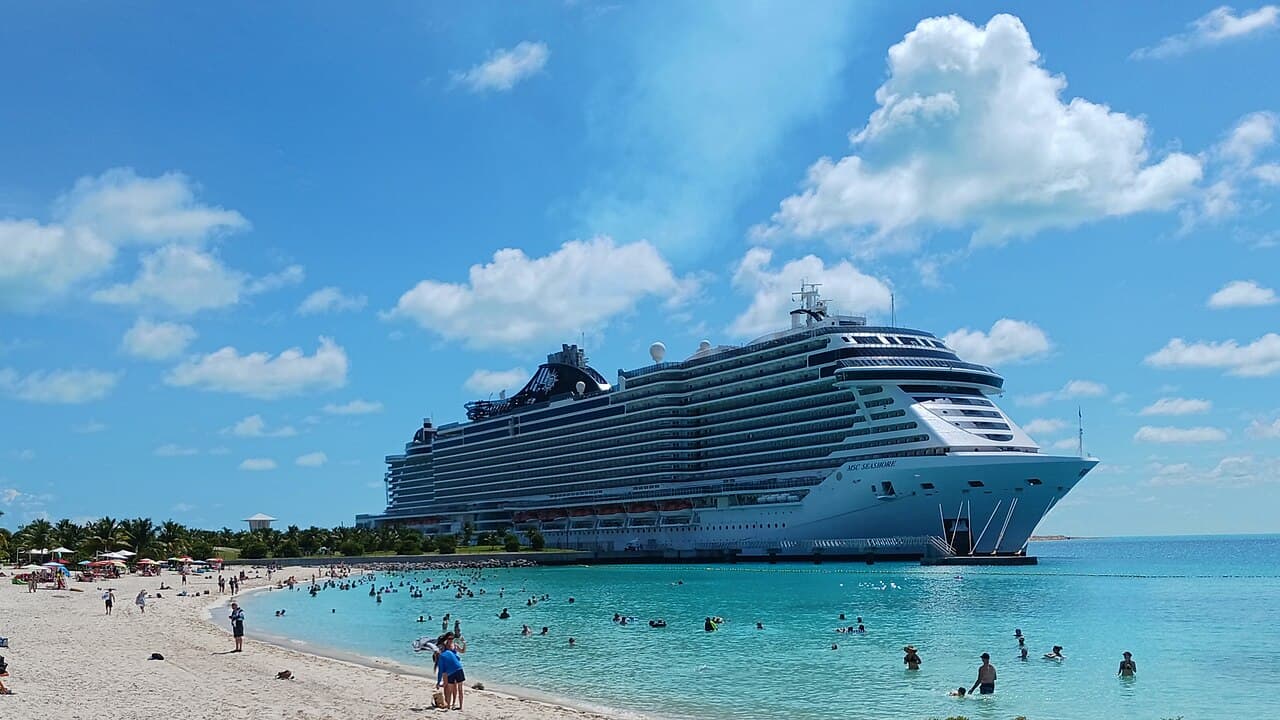 MSC Seashore cruise ship at Ocean Cay MSC Marine Reserve