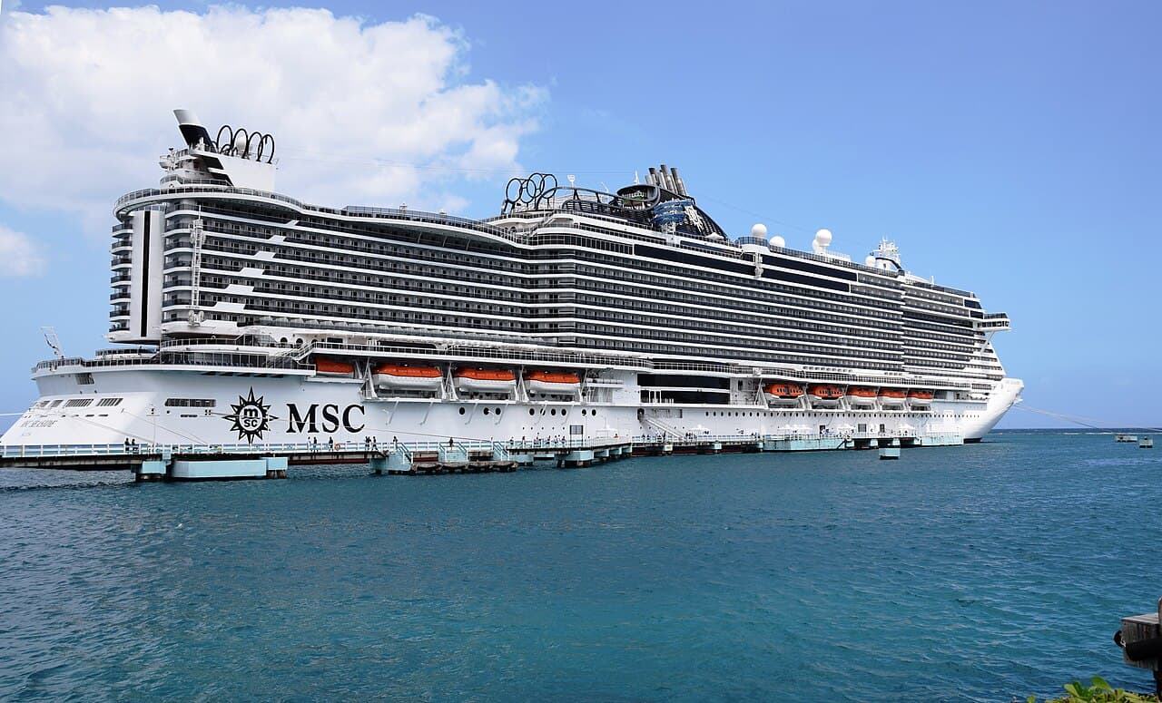 MSC Seaside cruise ship at sea, the first ship in the Seaside class