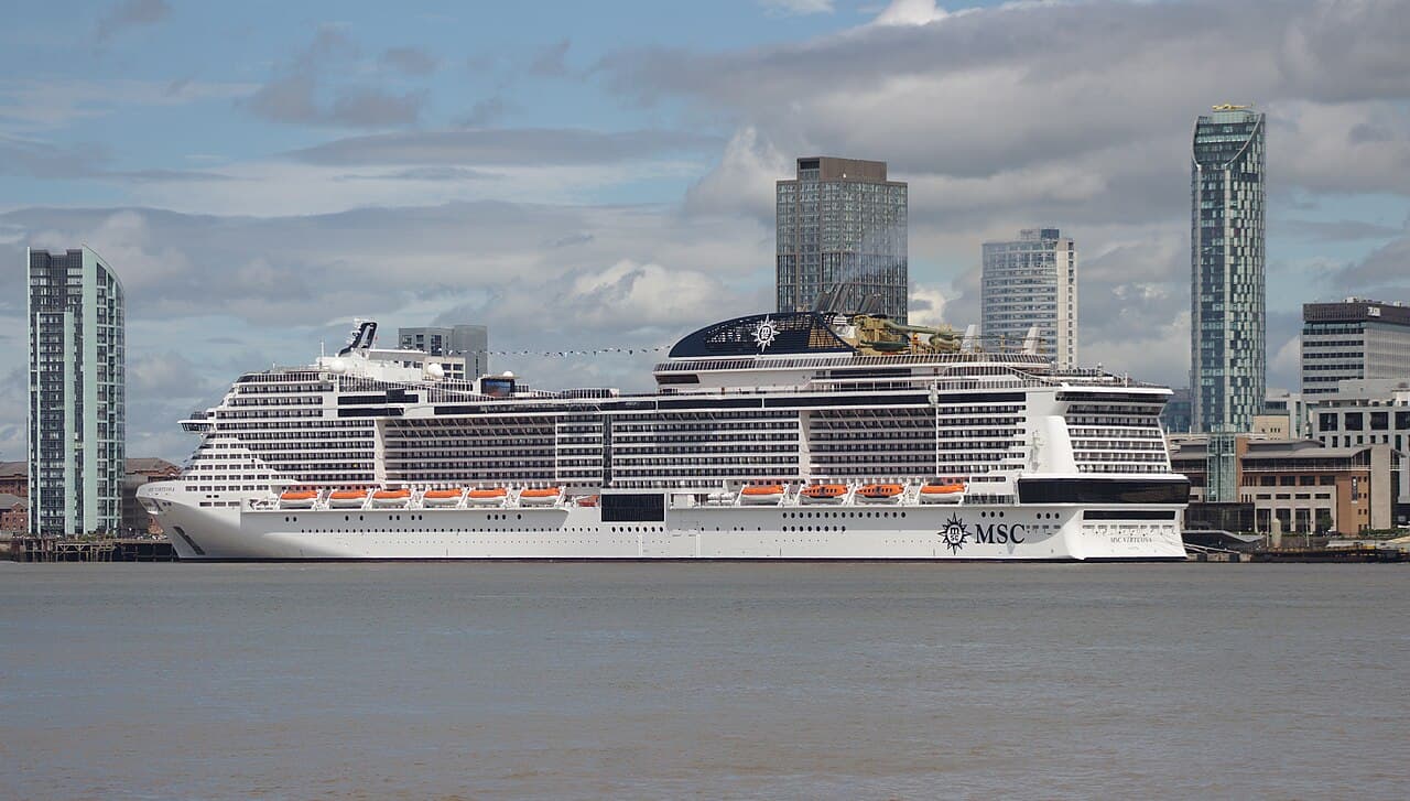 MSC Virtuosa cruise ship at Liverpool
