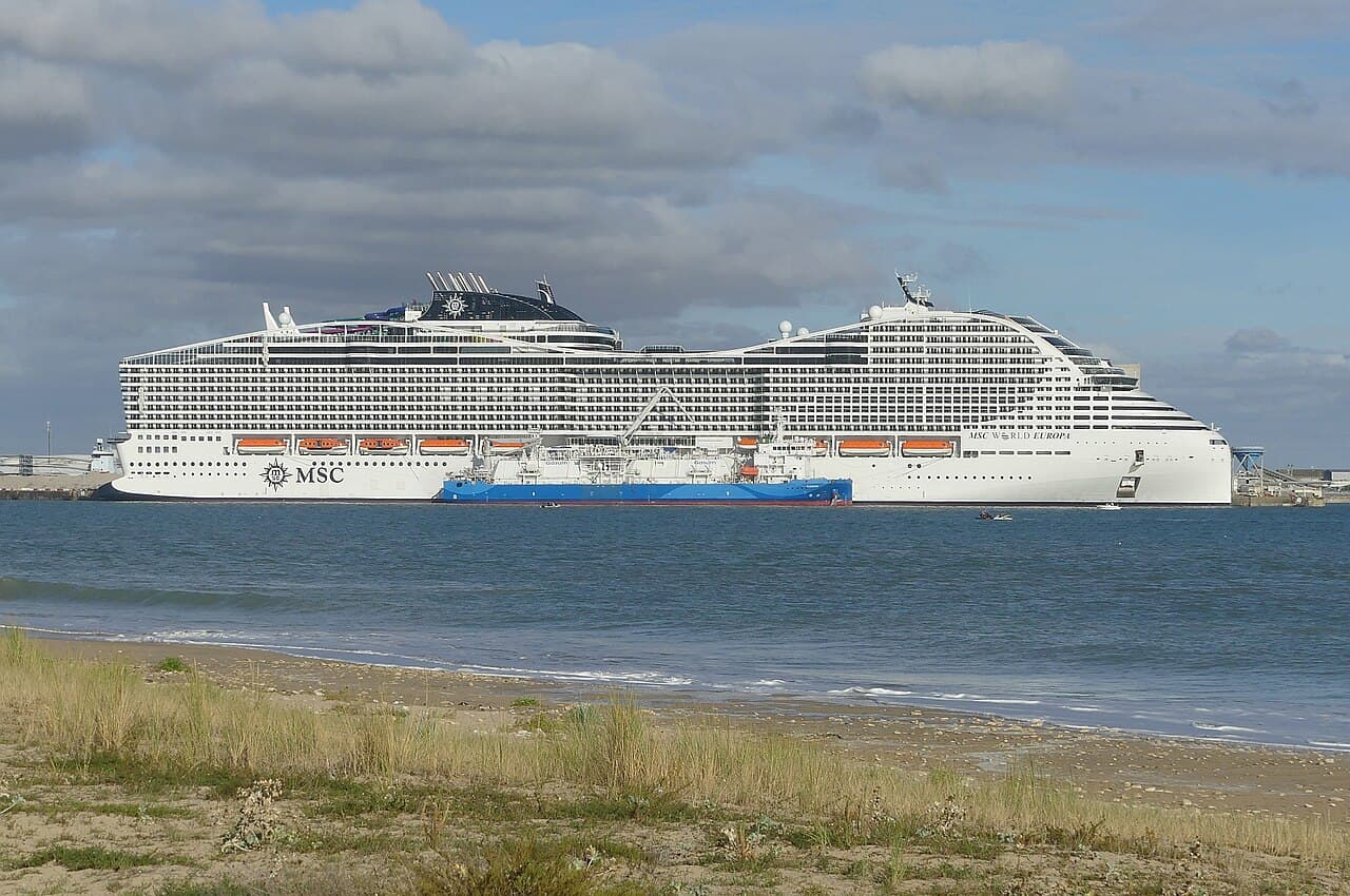 MSC World Europa ship docked at La Rochelle