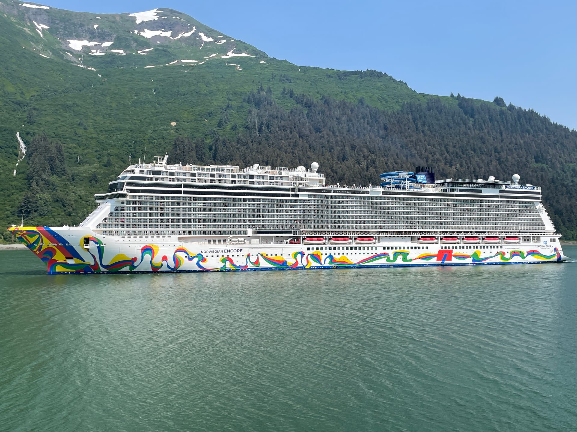 Norwegian Encore cruise ship near Juneau