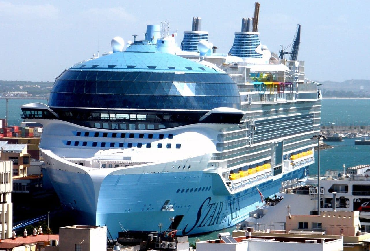 Star of the Seas, Royal Caribbean's second Icon-class cruise ship, docked in Cádiz, Spain