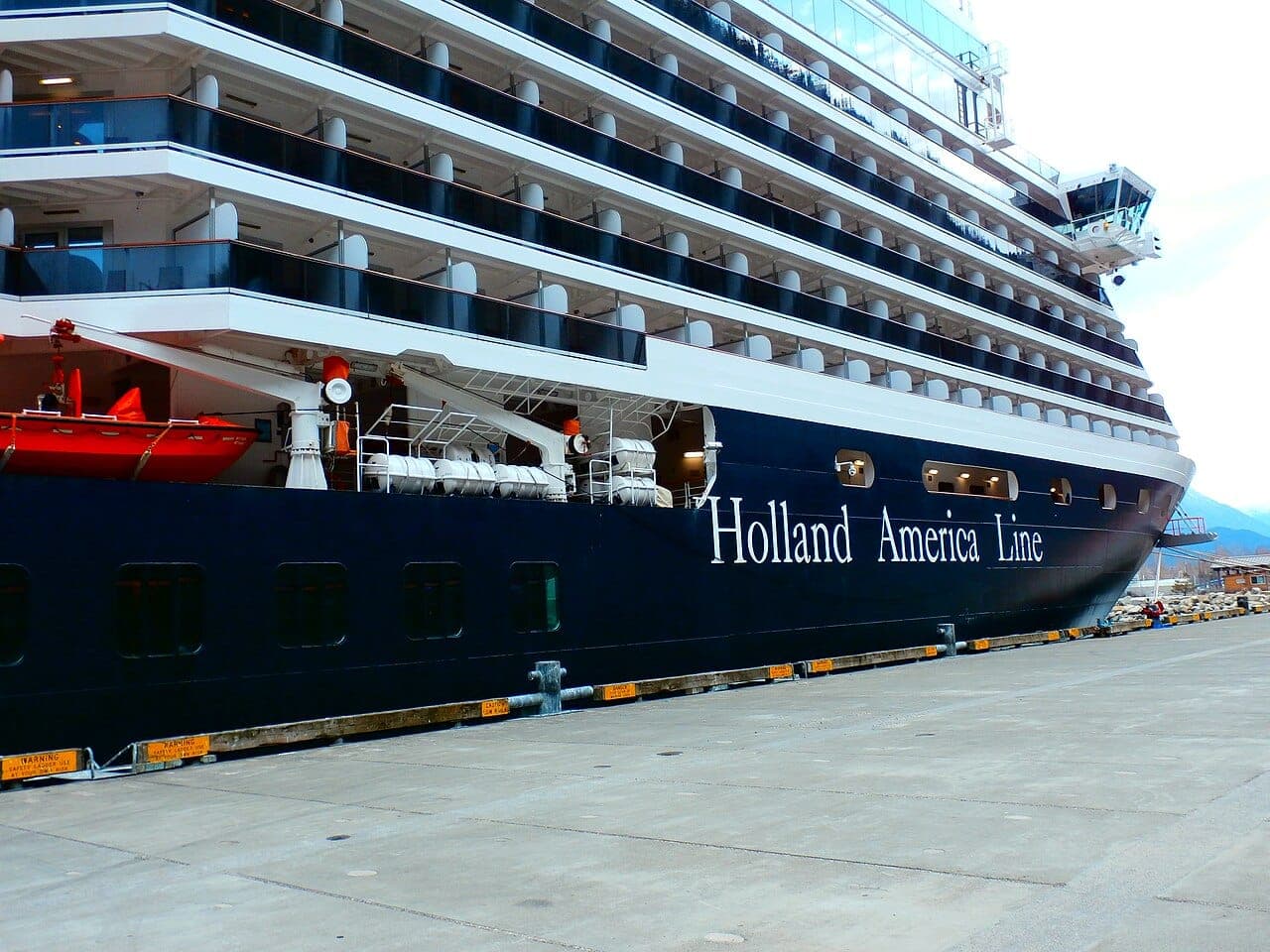 MS Westerdam, a Holland America Vista-class ship, docked in Skagway, Alaska